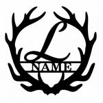 Personalized Initial Name Monogram metal wall sign displayed on the wall