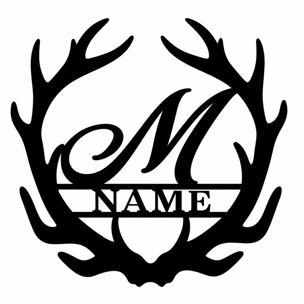 Personalized Initial Name Monogram metal wall sign displayed on the wall