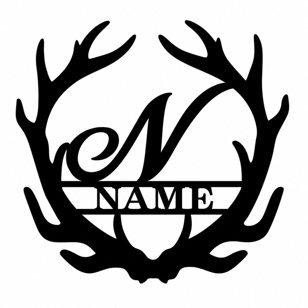 Personalized Initial Name Monogram metal wall sign displayed on the wall
