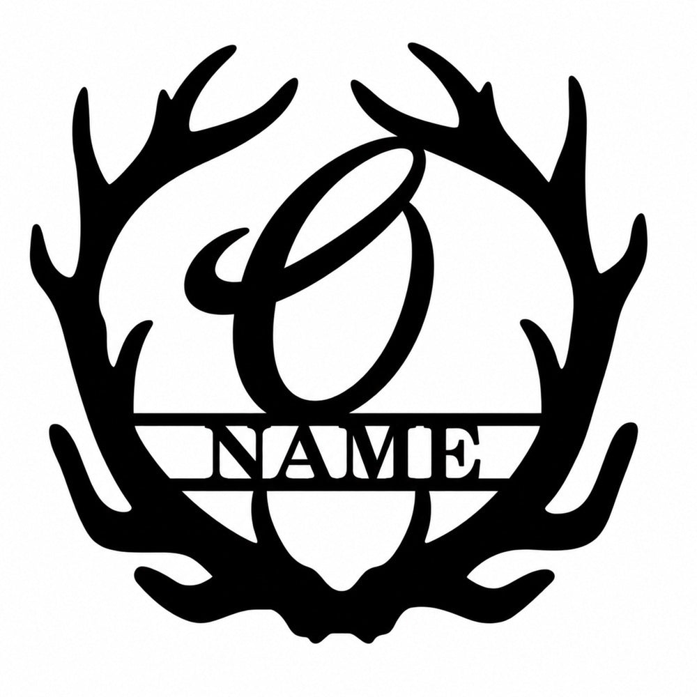 Personalized Initial Name Monogram metal wall sign displayed on the wall