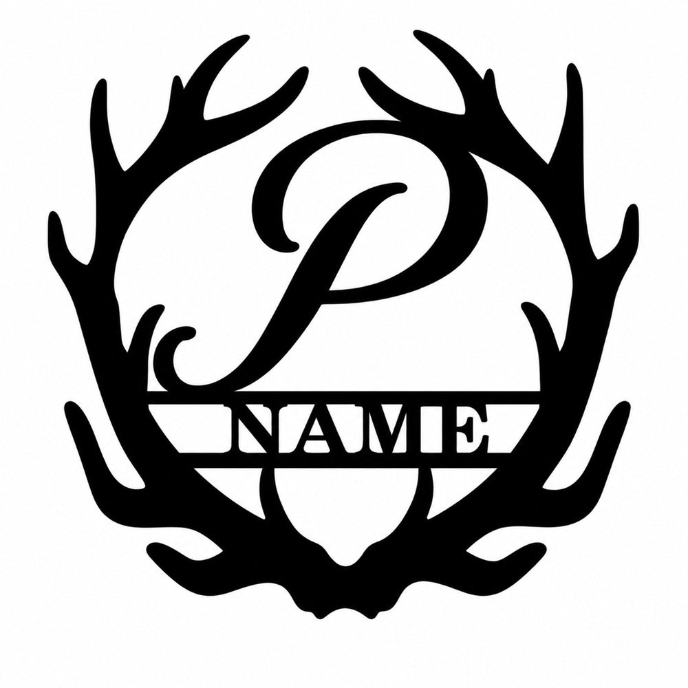 Personalized Initial Name Monogram metal wall sign displayed on the wall