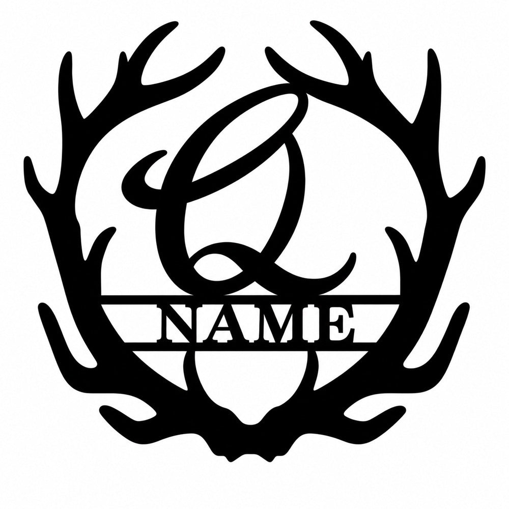 Personalized Initial Name Monogram metal wall sign displayed on the wall