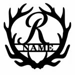 Personalized Initial Name Monogram metal wall sign displayed on the wall