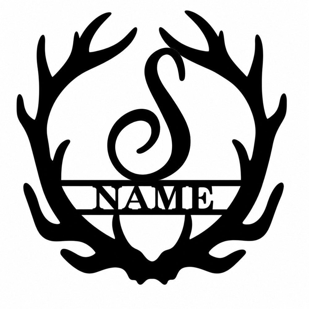 Personalized Initial Name Monogram metal wall sign displayed on the wall