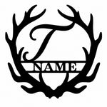 Personalized Initial Name Monogram metal wall sign displayed on the wall