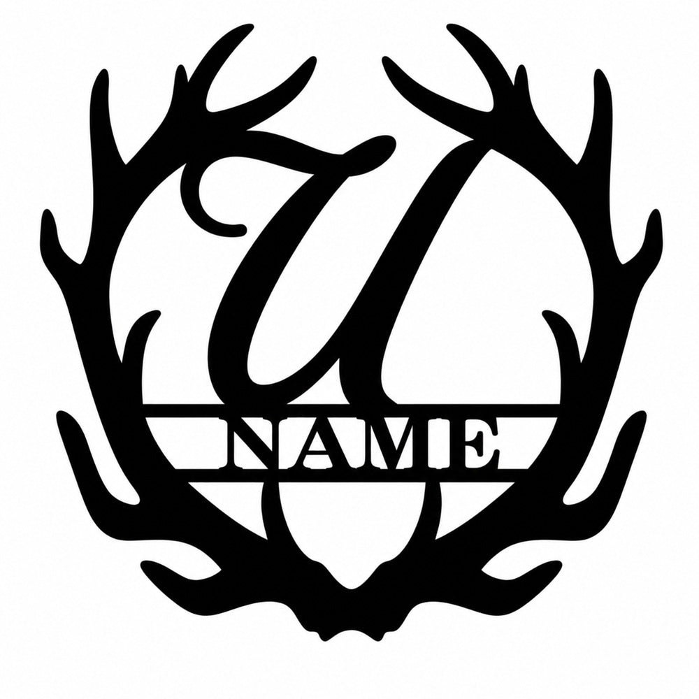 Personalized Initial Name Monogram metal wall sign displayed on the wall