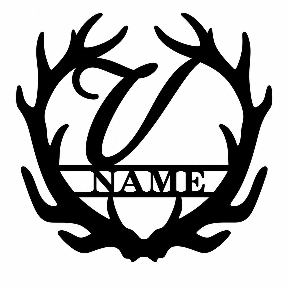 Personalized Initial Name Monogram metal wall sign displayed on the wall