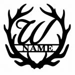 Personalized Initial Name Monogram metal wall sign displayed on the wall