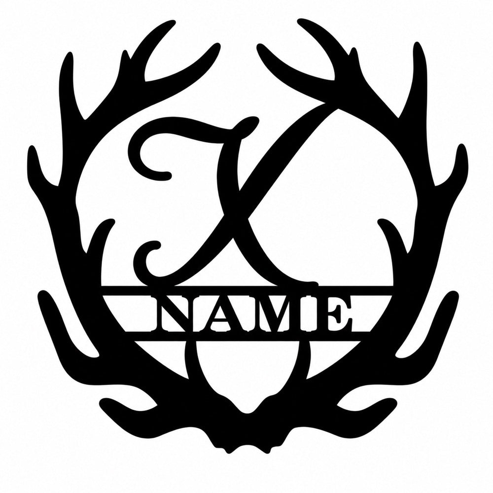 Personalized Initial Name Monogram metal wall sign displayed on the wall