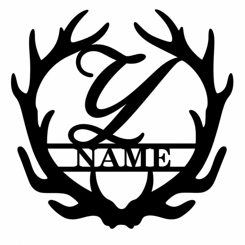 Personalized Initial Name Monogram metal wall sign displayed on the wall