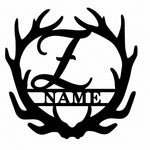 Personalized Initial Name Monogram metal wall sign displayed on the wall