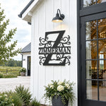 Personalized Initial Name Monogram metal wall sign displayed on the wall