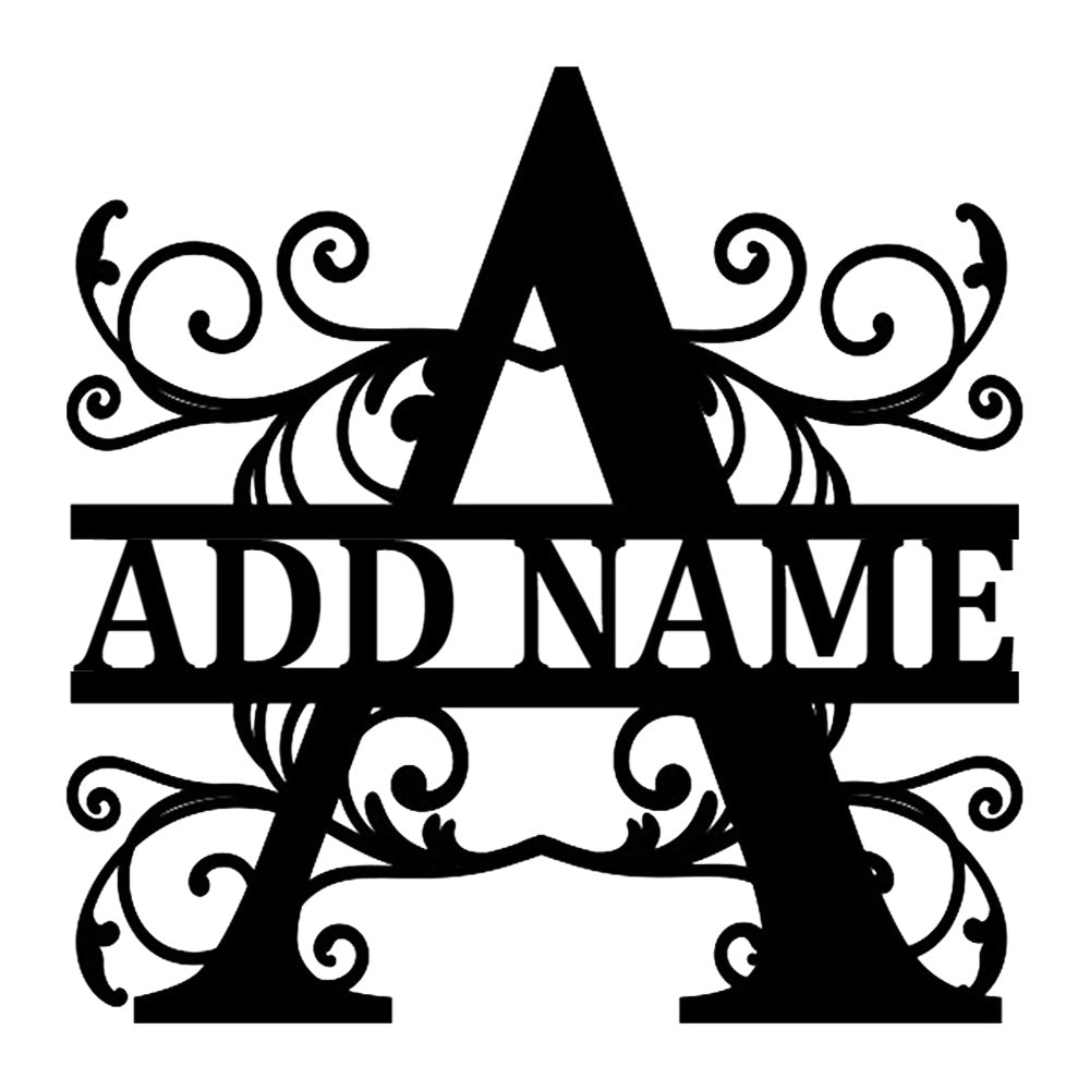 Personalized Initial Name Monogram metal wall sign displayed on the wall
