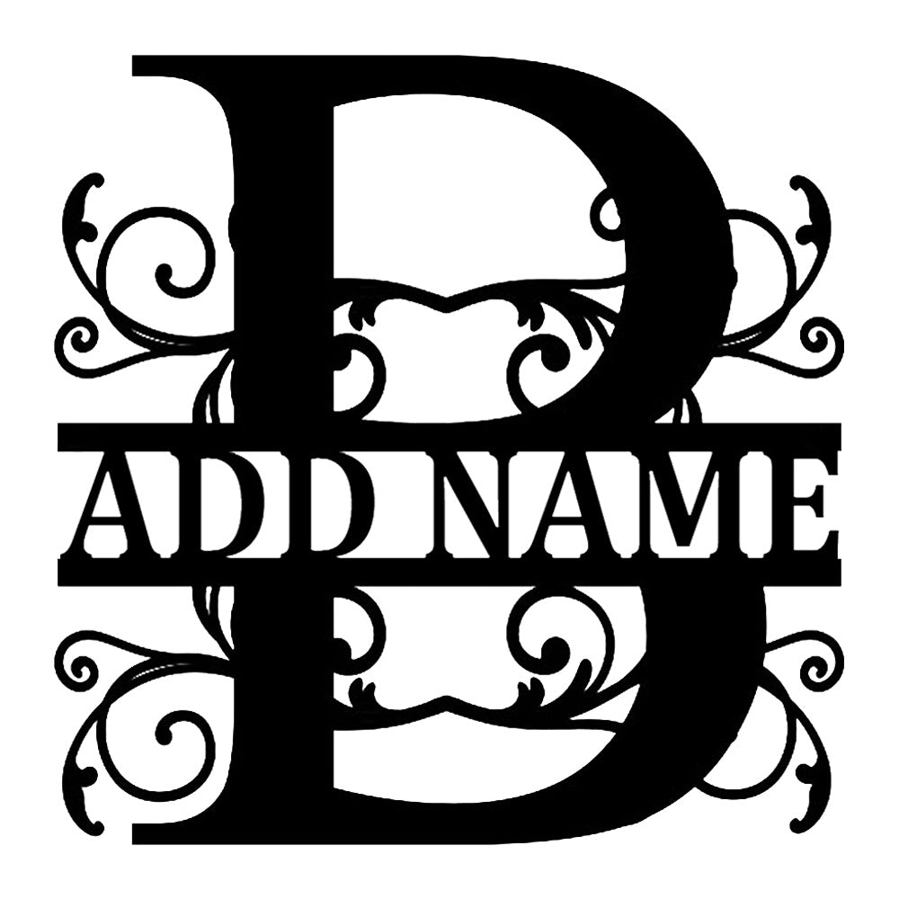 Personalized Initial Name Monogram metal wall sign displayed on the wall