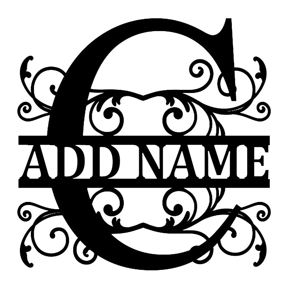 Personalized Initial Name Monogram metal wall sign displayed on the wall