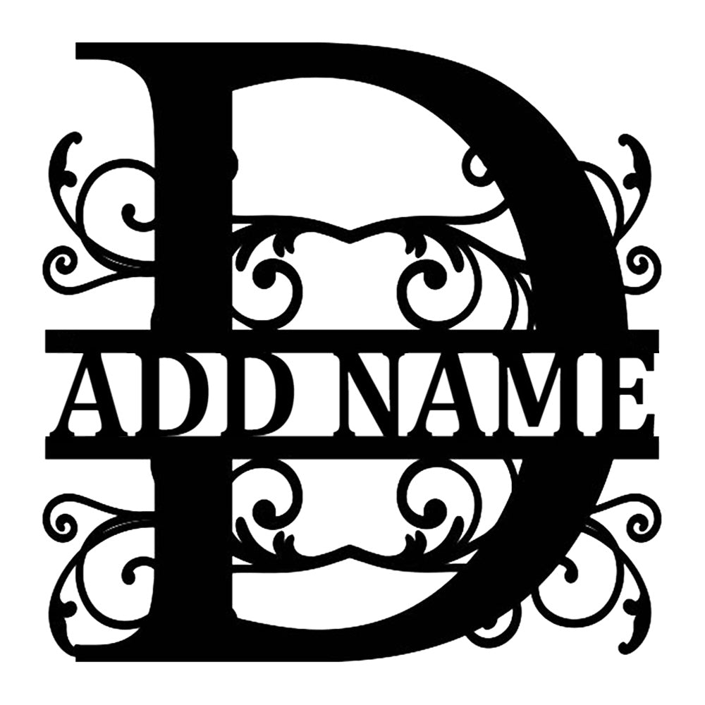 Personalized Initial Name Monogram metal wall sign displayed on the wall