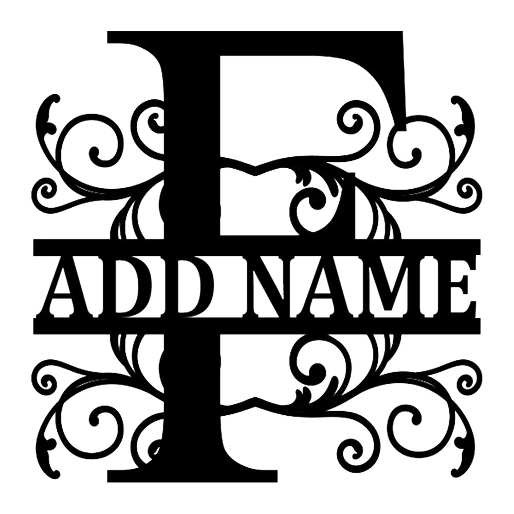 Personalized Initial Name Monogram metal wall sign displayed on the wall