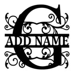 Personalized Initial Name Monogram metal wall sign displayed on the wall