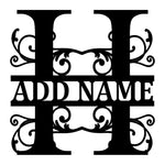 Personalized Initial Name Monogram metal wall sign displayed on the wall