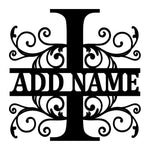 Personalized Initial Name Monogram metal wall sign displayed on the wall