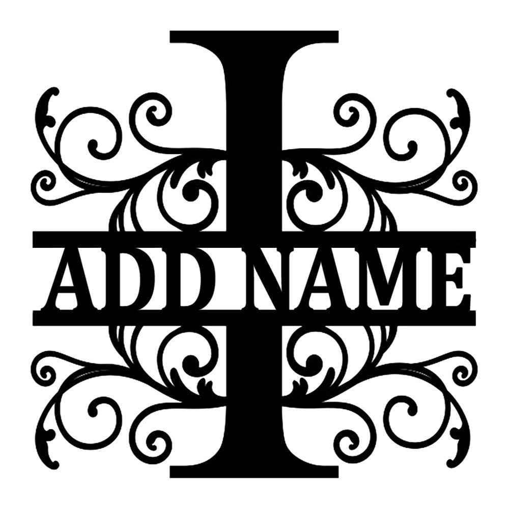 Personalized Initial Name Monogram metal wall sign displayed on the wall