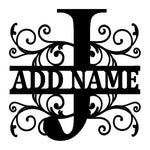 Personalized Initial Name Monogram metal wall sign displayed on the wall