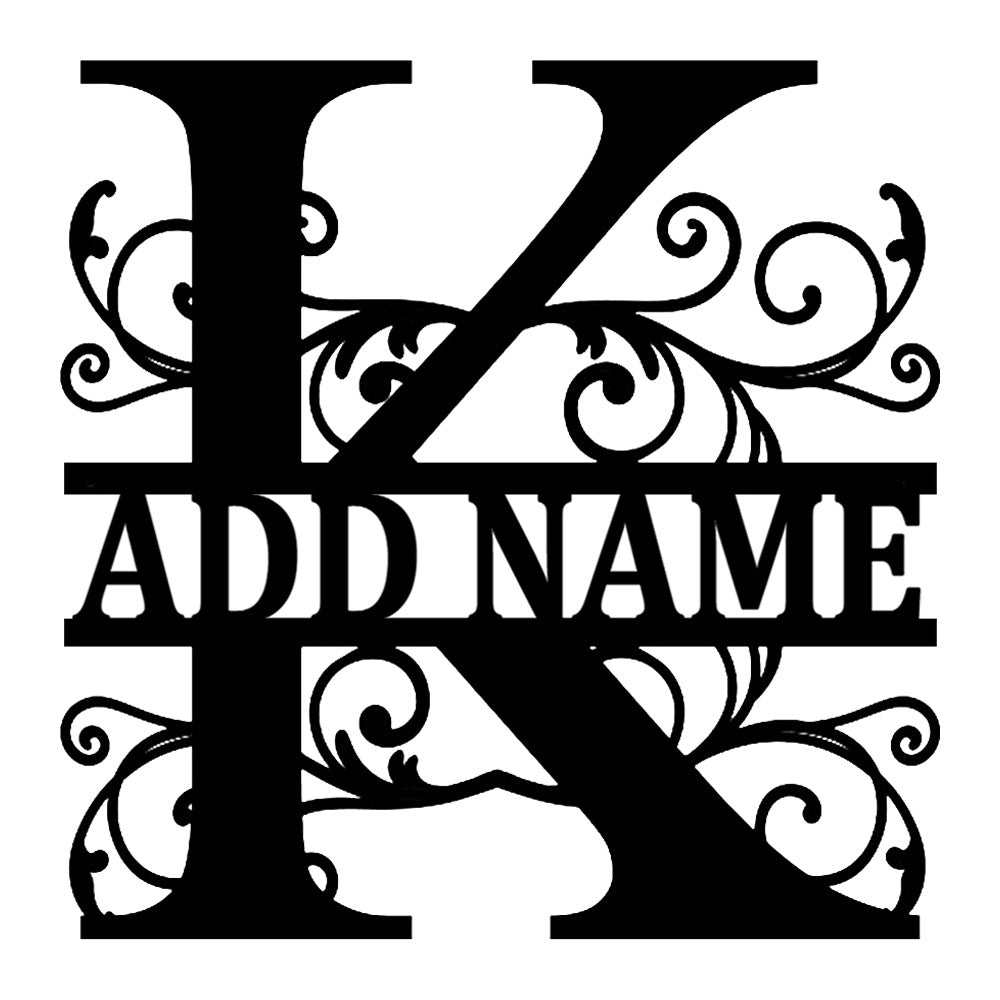 Personalized Initial Name Monogram metal wall sign displayed on the wall