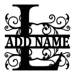 Personalized Initial Name Monogram metal wall sign displayed on the wall