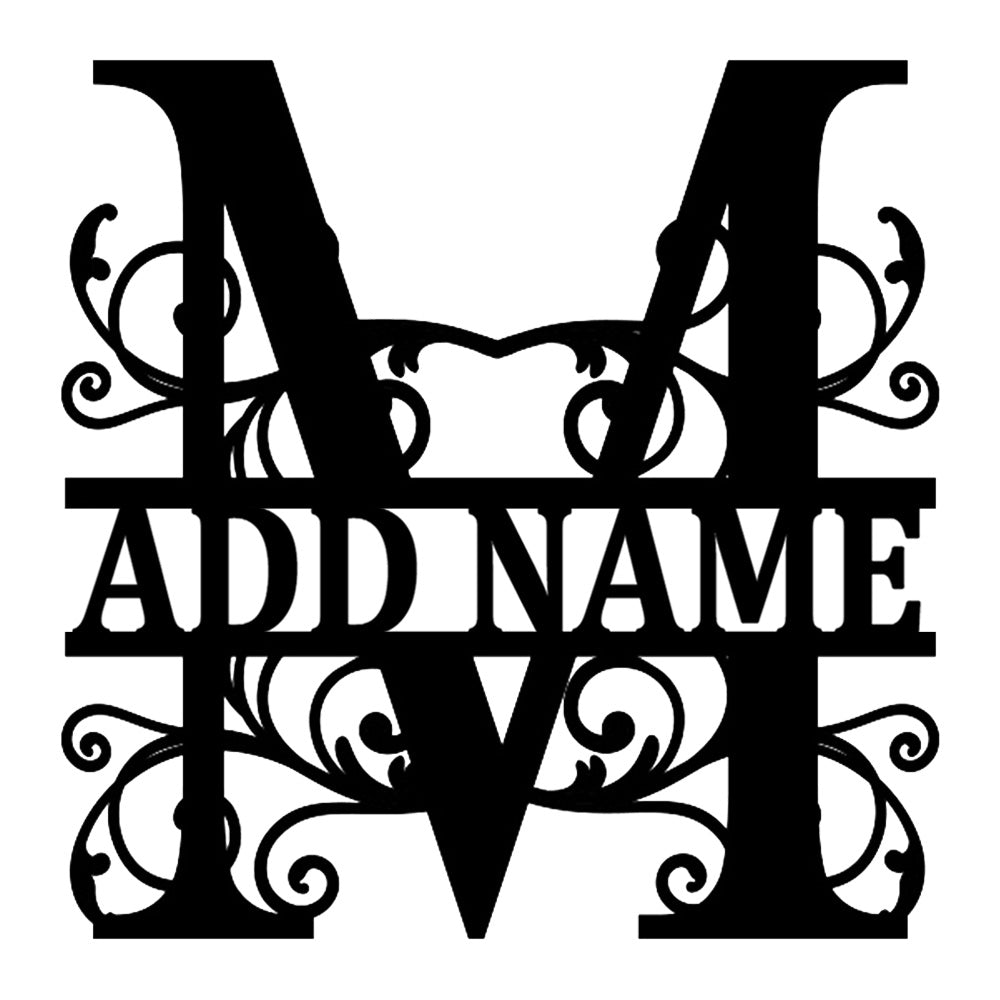 Personalized Initial Name Monogram metal wall sign displayed on the wall