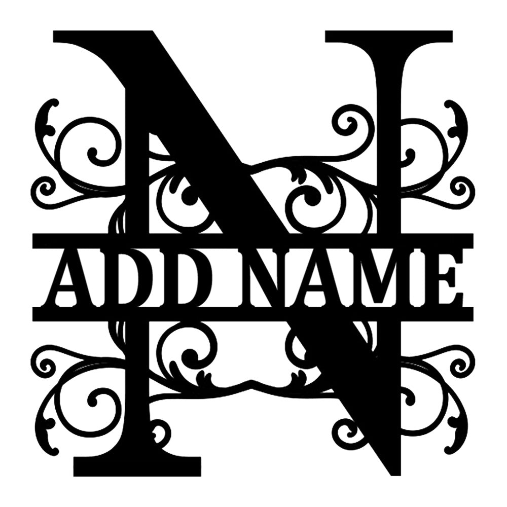 Personalized Initial Name Monogram metal wall sign displayed on the wall