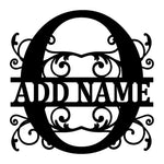 Personalized Initial Name Monogram metal wall sign displayed on the wall