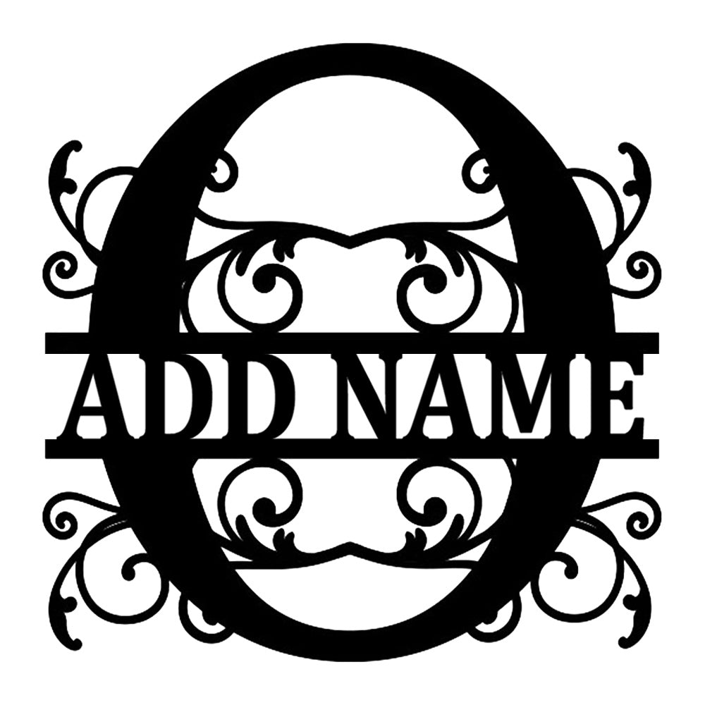 Personalized Initial Name Monogram metal wall sign displayed on the wall