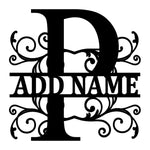 Personalized Initial Name Monogram metal wall sign displayed on the wall