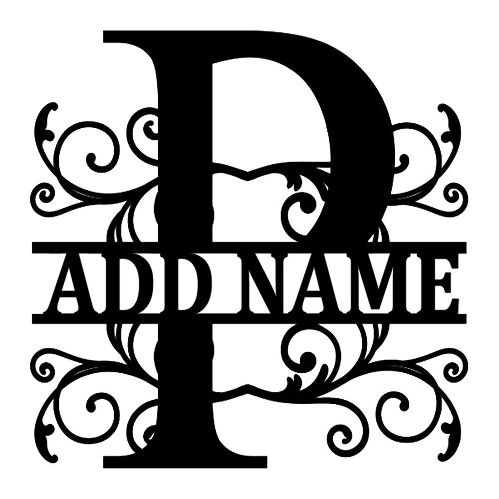 Personalized Initial Name Monogram metal wall sign displayed on the wall