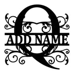 Personalized Initial Name Monogram metal wall sign displayed on the wall
