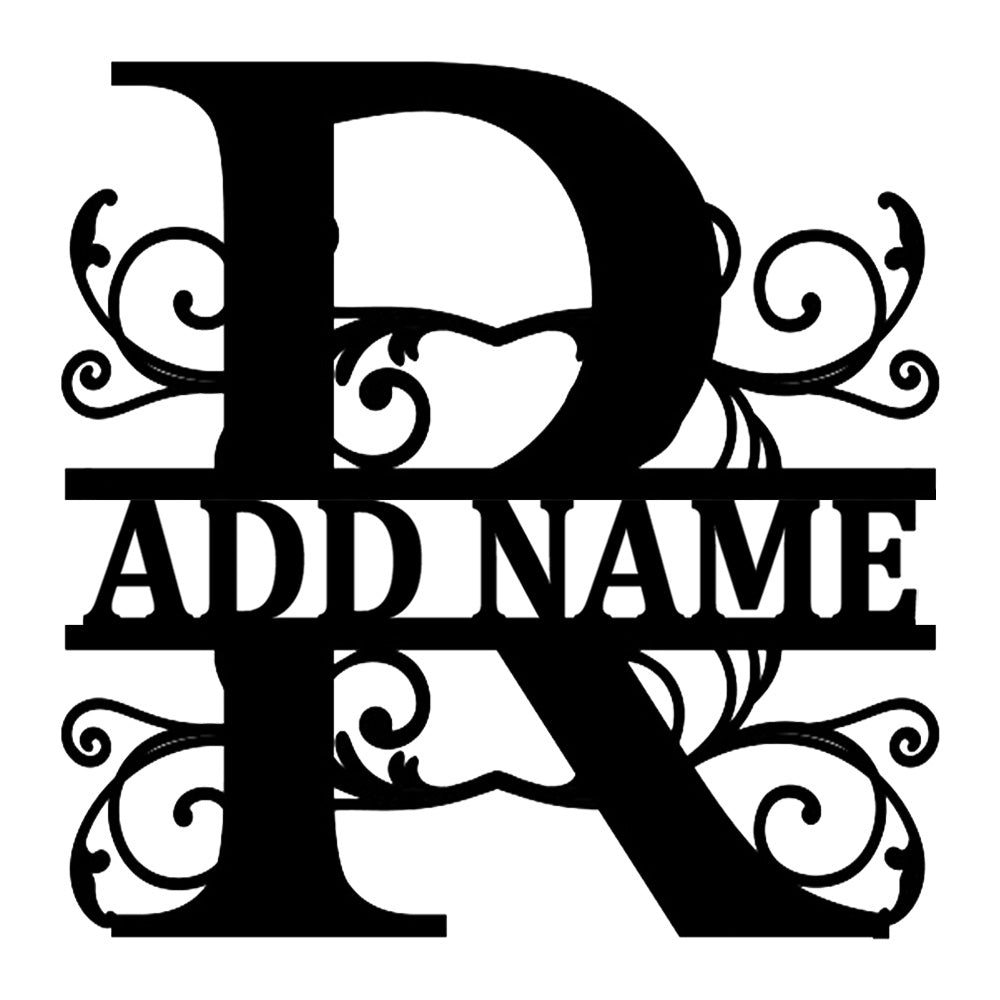 Personalized Initial Name Monogram metal wall sign displayed on the wall