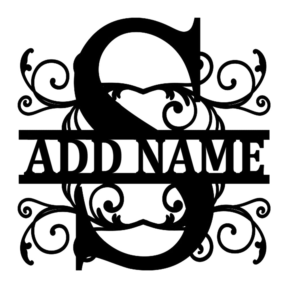 Personalized Initial Name Monogram metal wall sign displayed on the wall