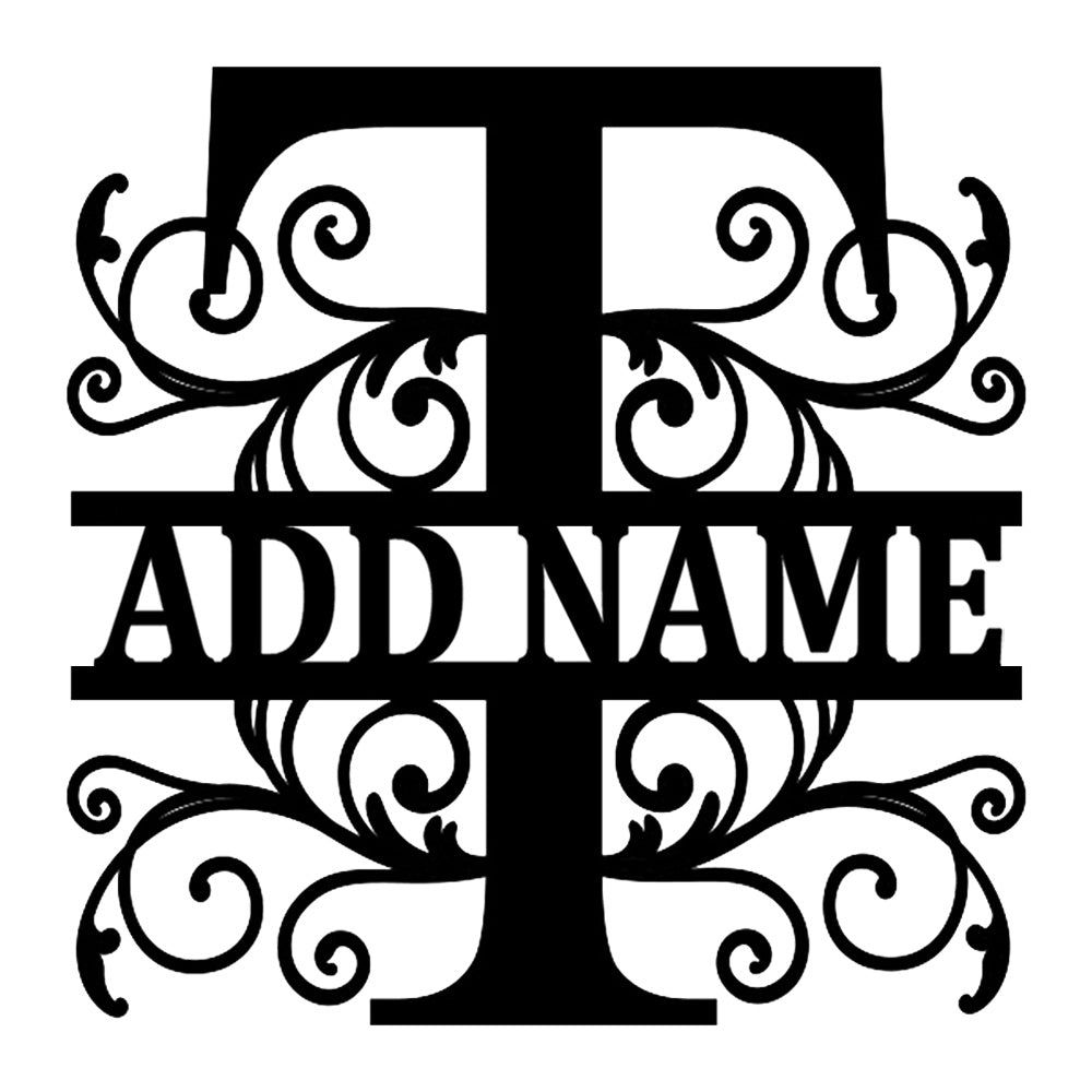 Personalized Initial Name Monogram metal wall sign displayed on the wall