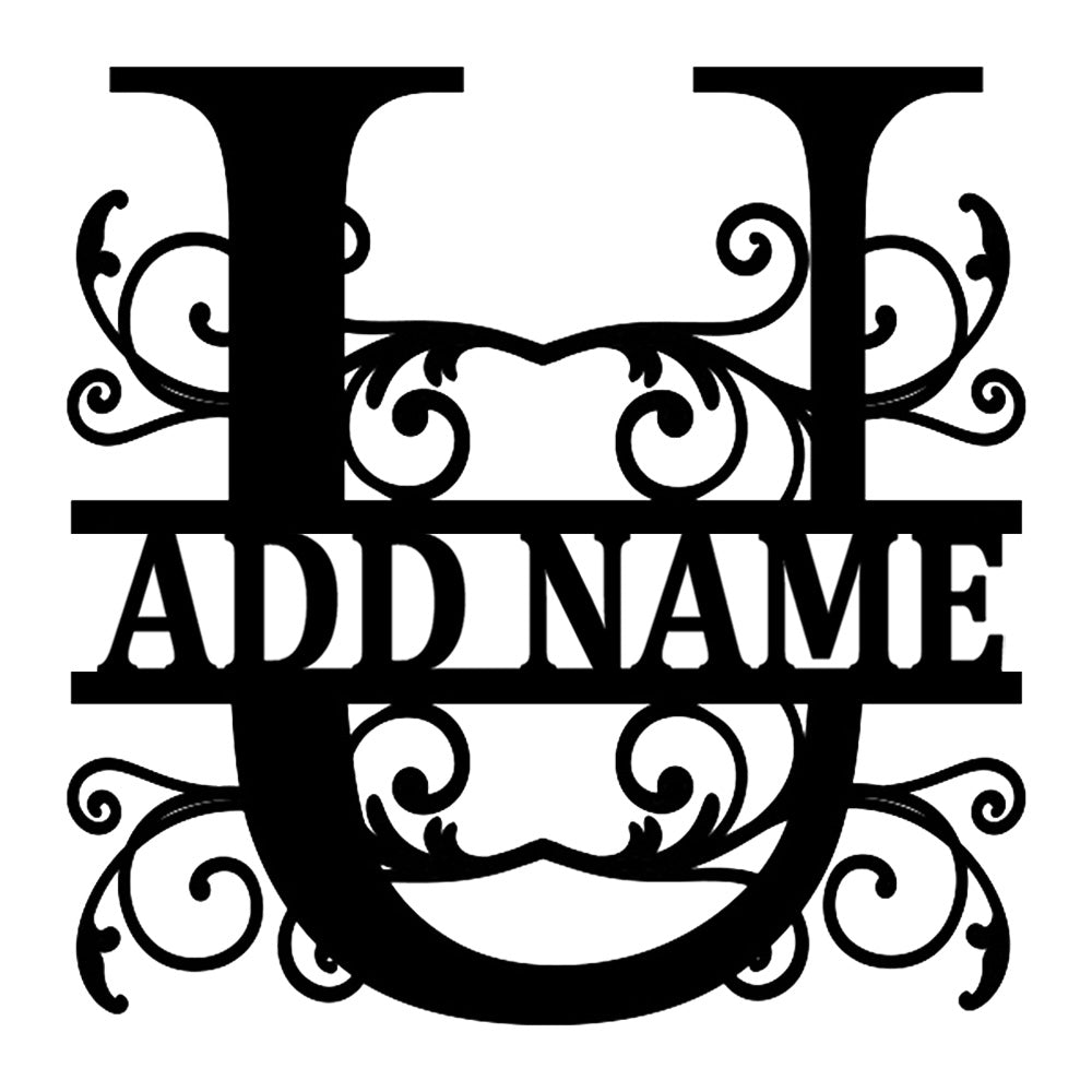 Personalized Initial Name Monogram metal wall sign displayed on the wall