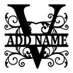 Personalized Initial Name Monogram metal wall sign displayed on the wall