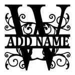 Personalized Initial Name Monogram metal wall sign displayed on the wall