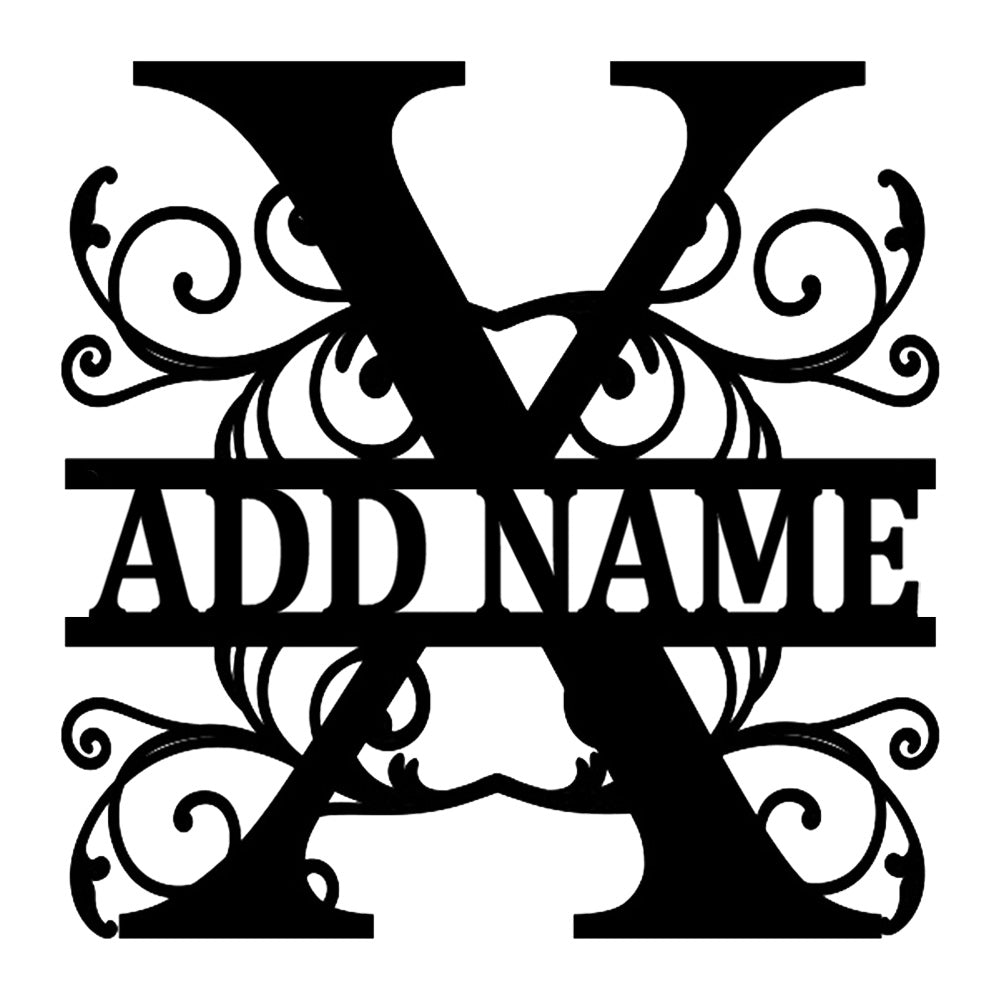 Personalized Initial Name Monogram metal wall sign displayed on the wall