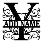 Personalized Initial Name Monogram metal wall sign displayed on the wall