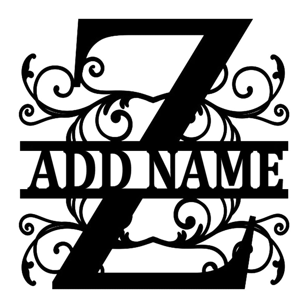 Personalized Initial Name Monogram metal wall sign displayed on the wall