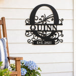 Personalized Initial Name Monogram metal wall sign displayed on the wall