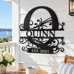 Personalized Initial Name Monogram metal wall sign displayed on the wall