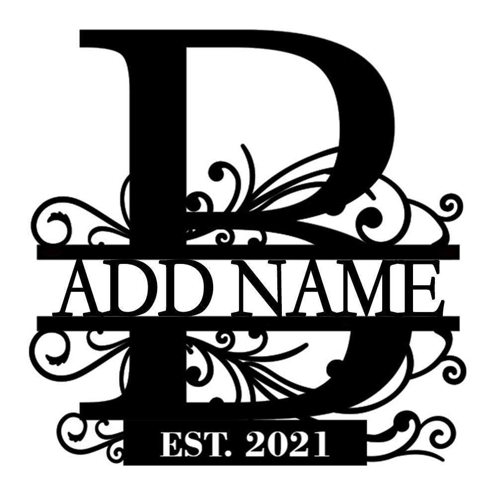 Personalized Initial Name Monogram metal wall sign displayed on the wall