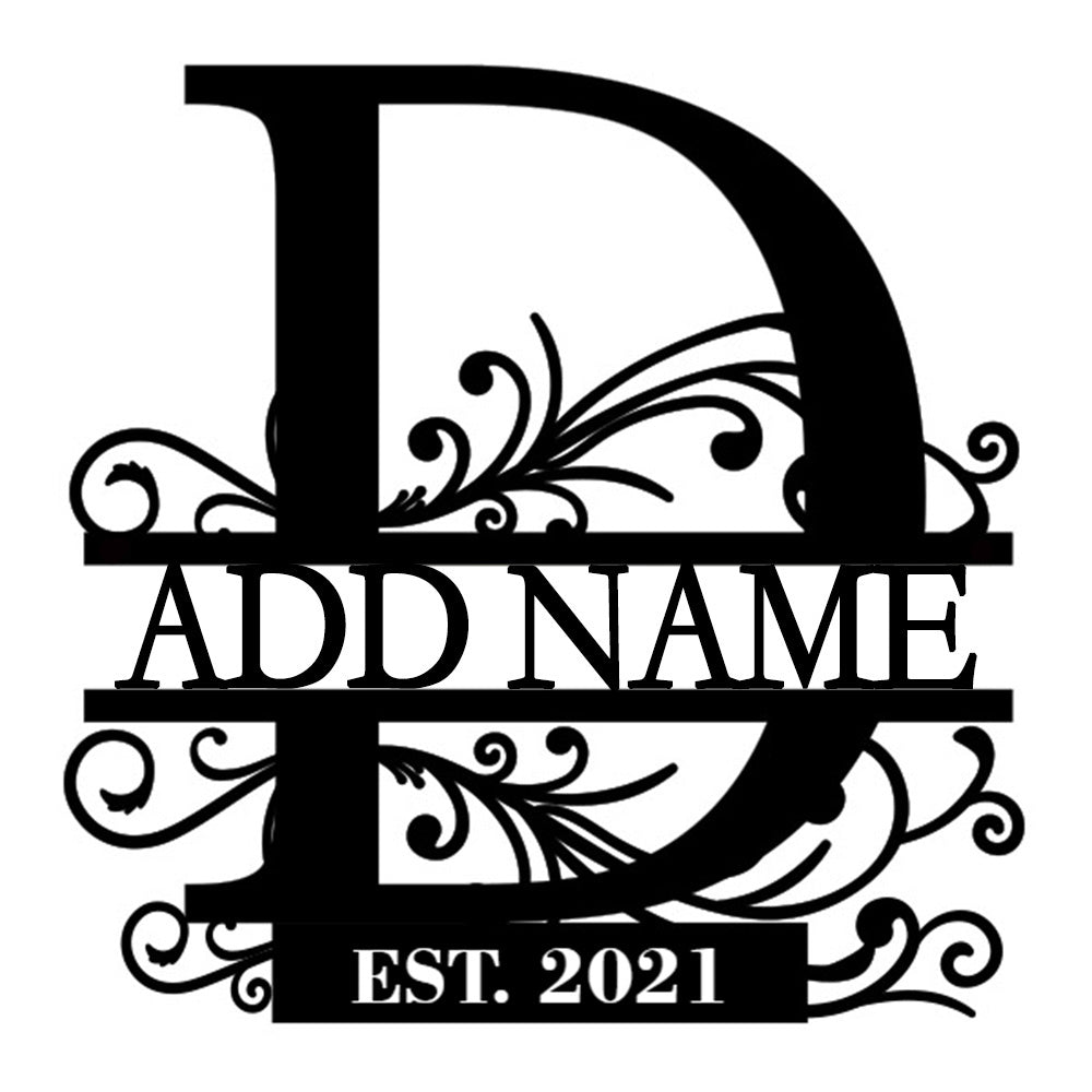 Personalized Initial Name Monogram metal wall sign displayed on the wall