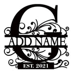 Personalized Initial Name Monogram metal wall sign displayed on the wall