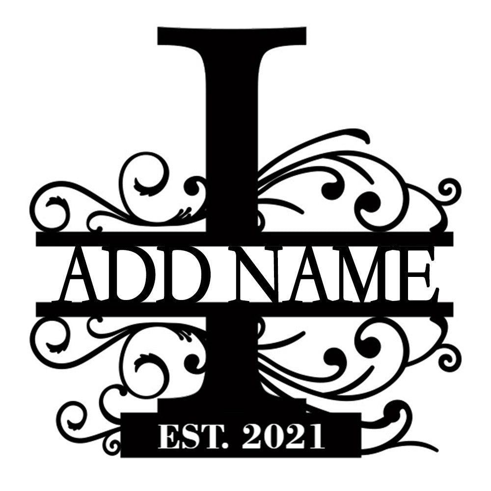 Personalized Initial Name Monogram metal wall sign displayed on the wall
